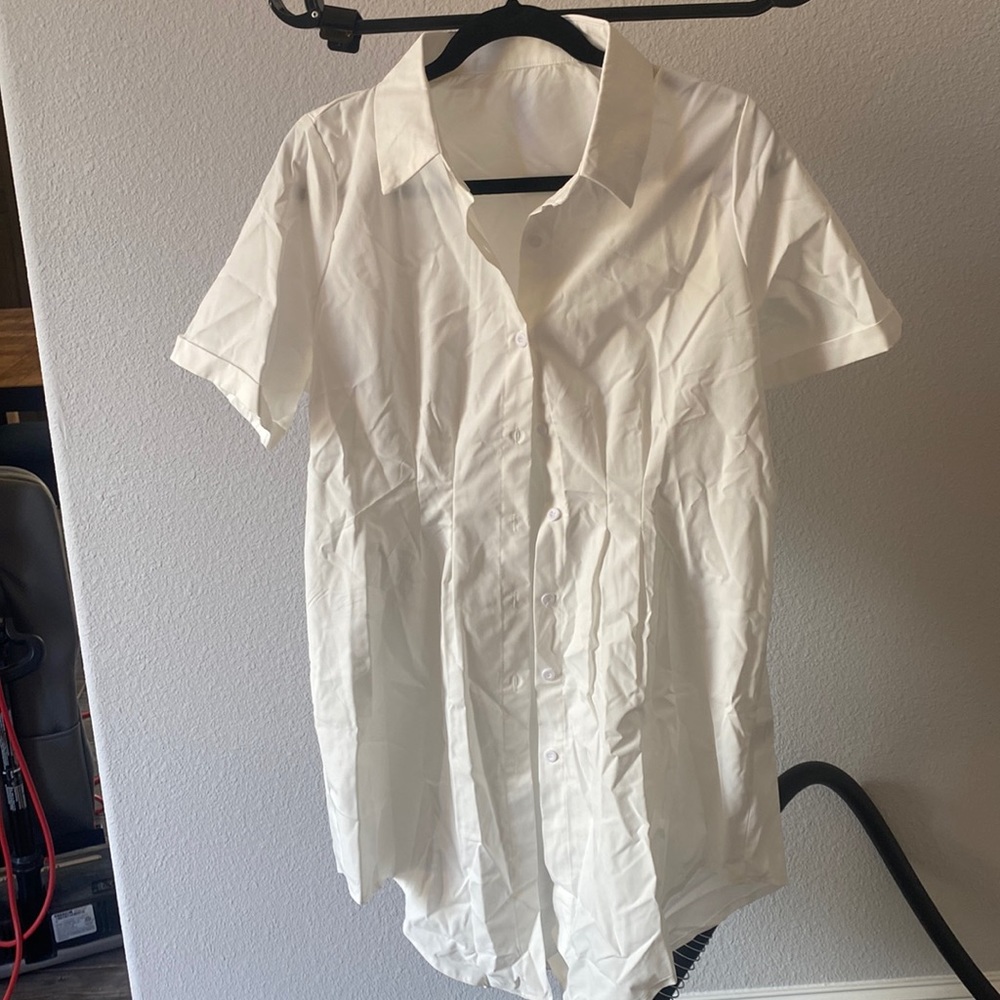 Shein white button-down dress